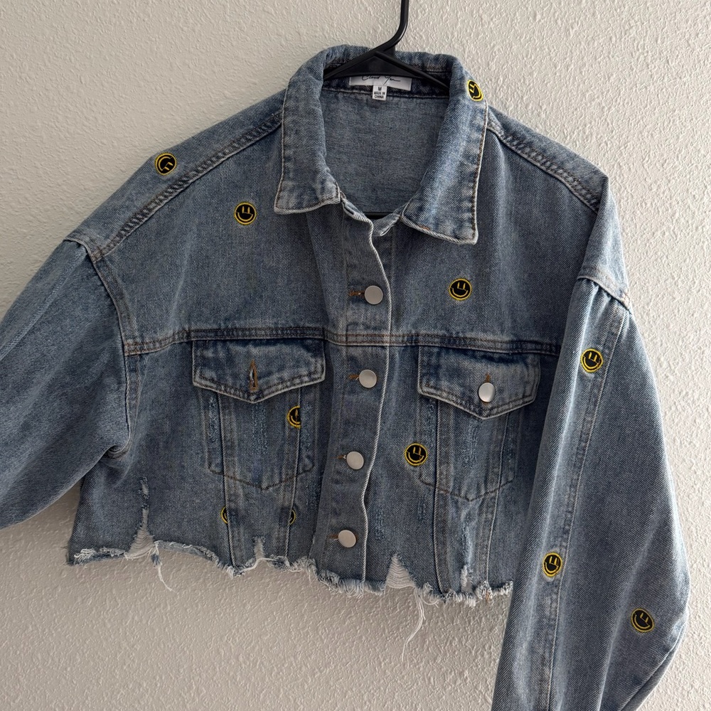 Denim Jacket with Smiley Patches - Picture 4 of 13